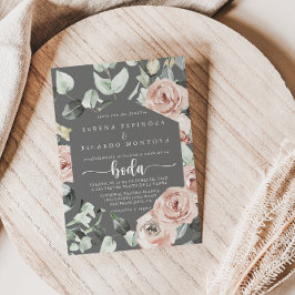 Convites Cor-de-rosa rosada clássica geométrica Boda Cinza 