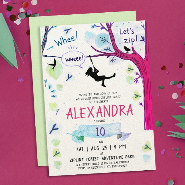 Convites Cor Difundida Zipling Rapariga do Exterior Aquarel (Criador carregado)