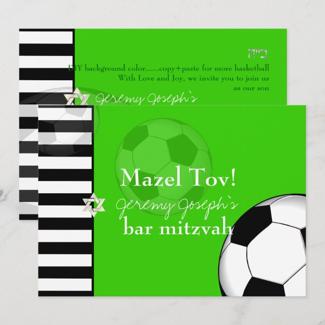 Convites Cor do bar de futebol do PixDezines mitzvah/DIY (Frente/Verso)