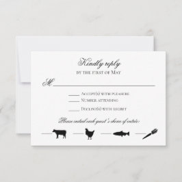 Convites COR EDITÁVEL Placa de resposta com ícones de menu