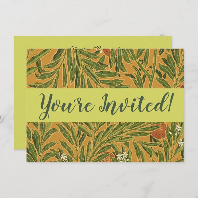 Convites Cor Floral da Pinagem de Árvore Laranja (Frente/Verso)