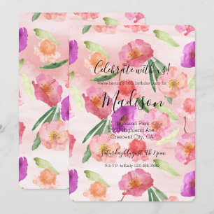 Convites Cor Floral Púrpura Rosa Girassol