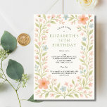 Convites Cor Floral Verde Verde Cor Azul Cor Azul Escamosa<br><div class="desc">Elegante e bonito cor-de-rosa,  azul empoeirado e verde-sábio,  cor de água floral,  50º convite para ela. Editável para qualquer ano e para adicionar seus próprios detalhes. Disponível como download digital impresso ou instantâneo.</div>