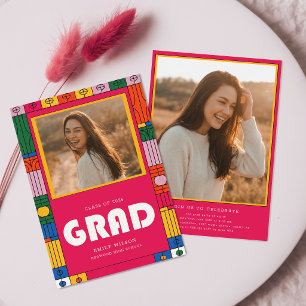 Convites Cor Grad Retro Graduado Foto Graduação