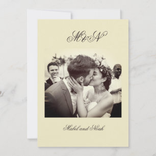 Convites Cor Neutral da Foto Romântica de Casamento