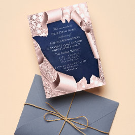 Convites Cor rosa rosa rosa Pó 3D Quadro Marinho Azul