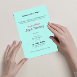 Convites Cor Sólida do Teal, Chá de fraldas Aqiqah Da Menin