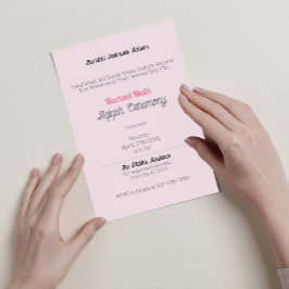 Convites Cor Sólida Rosa, Chá de fraldas Aqiqah Da Menina