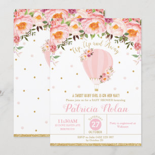 Convites Cora o bebé floral do chá de fraldas do balão d