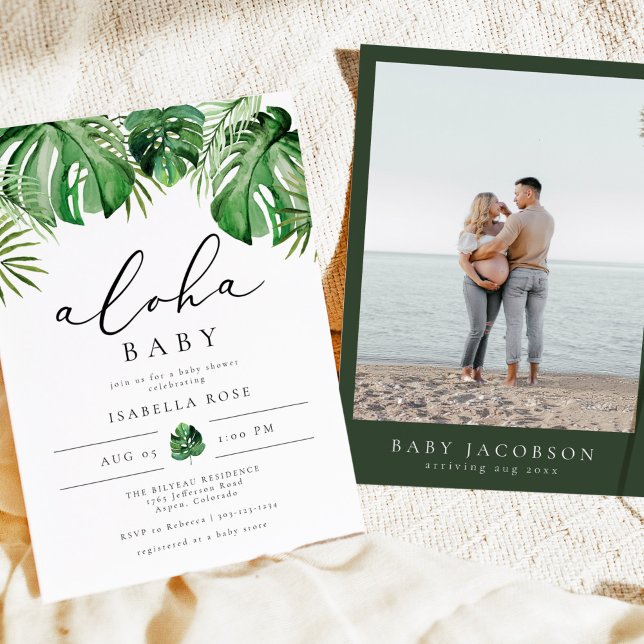 Convites CORA Palma Tropical Aloha Baby Chá de fraldas (Criador carregado)