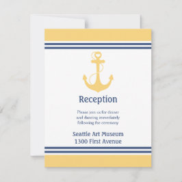 Convites Coração Amarelo Âncora Direção do Casamento Recepç