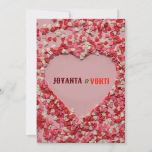Convites Coração amor Joyanta & Vokti cor marrom vermelho