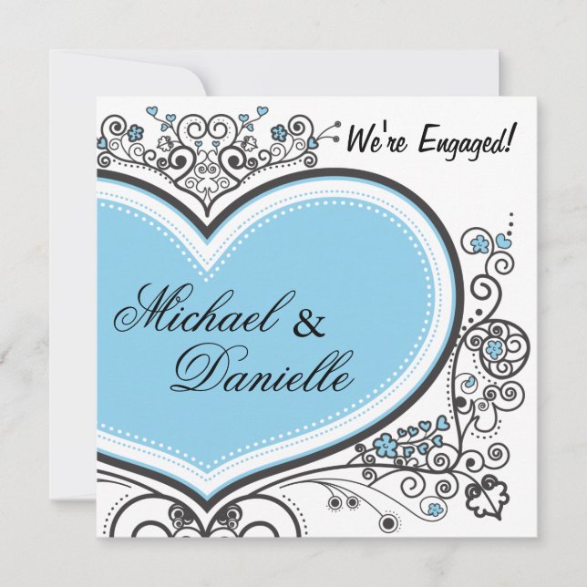 Convites Coração Azul (Frente)