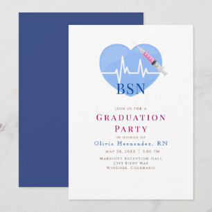 Convites Coração Azul Claro, Batimento Cardíaco e Enfermage