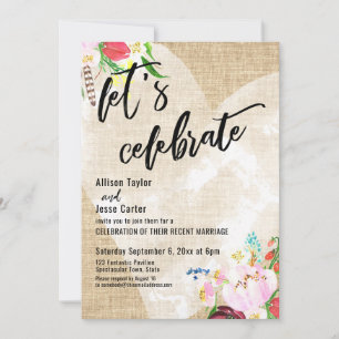 Convites Coração Boho Floral Burel Vamos Celebrar Recepção