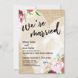 Convites Coração Boho Flores Tecido Casados Recepção