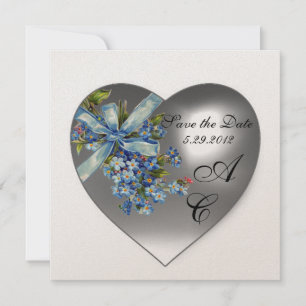 Convites CORAÇÃO BRANCO NÃO ME ESQUEÇAS MONOGRAMA Champagne