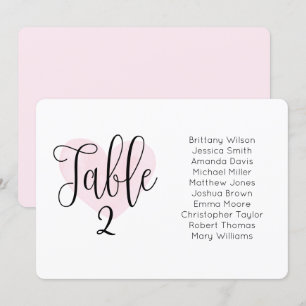 Convites Coração cor d'água rosa. Gráfico de assentos d