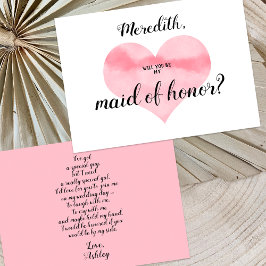 Convites Coração Cor-de-Água Rosa Seja Meu Poema Madrinha d