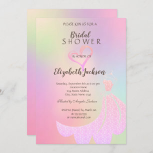 Convites Coração da Glitter,Chá de panela Holográfico do Ve