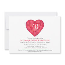 Coração d'água do 40º aniversário do Casamento Rub