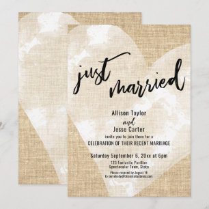 Convites Coração de Aquarela Branca Casados Recém Burlap Fe