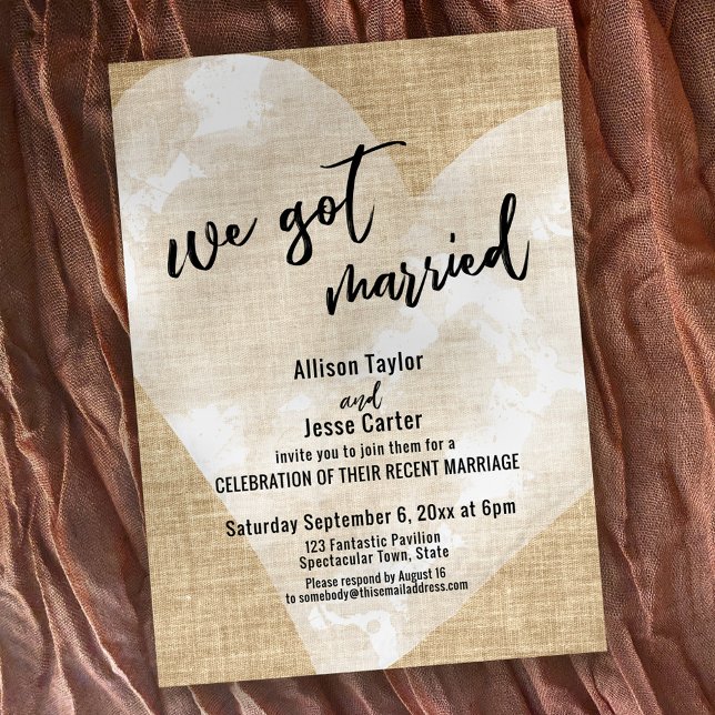 Convites Coração de Aquarela Branca Nós Casamos Festa em Ju (Criador carregado)