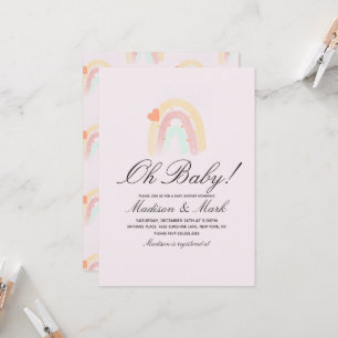 Convites Coração de Aquarela Chuva de Cores Traço Baby Show
