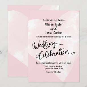 Convites Coração de Aquarela na Celebração de Casamento Ros