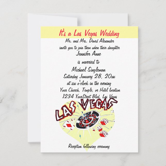 Convites Coração de Casamento de Las Vegas (Frente)