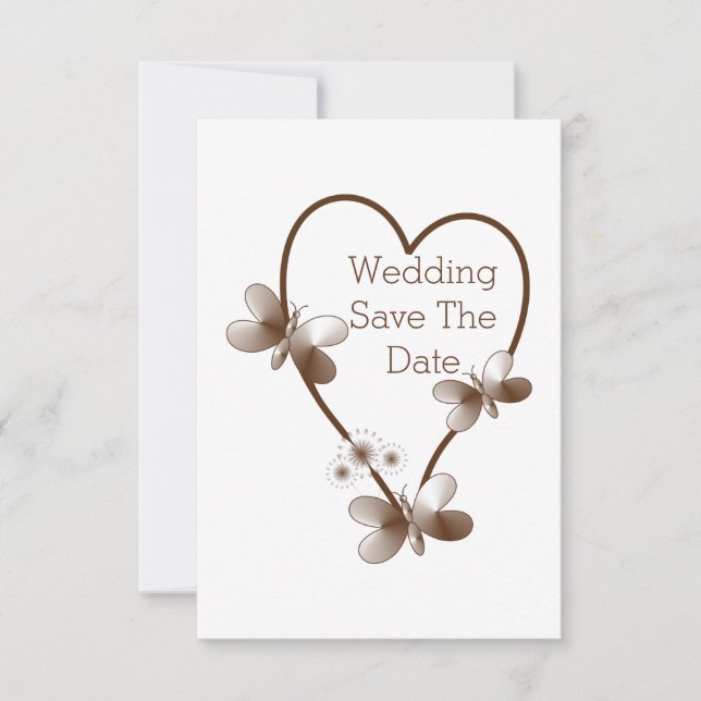 Convites Coração De Chocolate E Borboletas Salvem A Data (Frente)