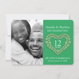 Convites Coração de contas verde-jade para 12º aniversário 