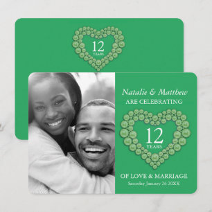 Convites Coração de contas verde-jade para 12º aniversário 