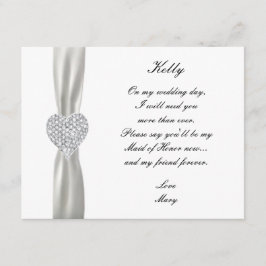 Convites Coração de Diamante Casamento Branco Carta de Dama