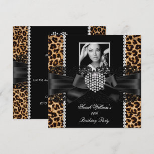 Convites Coração de Diamante com Renda de Leopardo Foto Fes