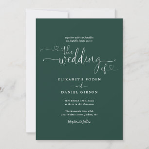 Convites Coração de Esmeralda Simples Foto Script Casamento