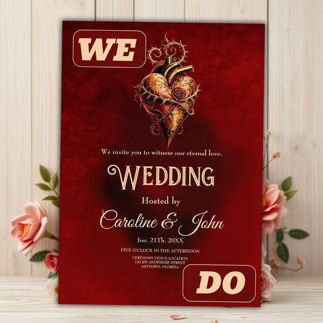 Convites Coração de paixão romance e amor. (Criador carregado)