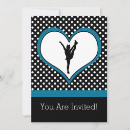 Convites Coração de Polka Cheer em Azul Teal