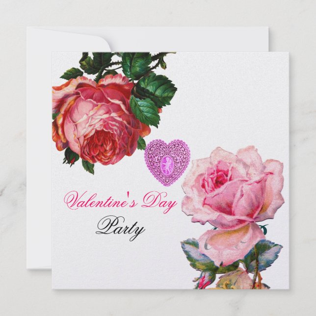 CONVITES CORAÇÃO DE RENDAS CUPIDO, ROSAS ROSAS VALENTINE MO (Frente)