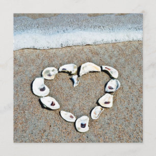 Convites Coração de Seashells no Chá de panela da Praia