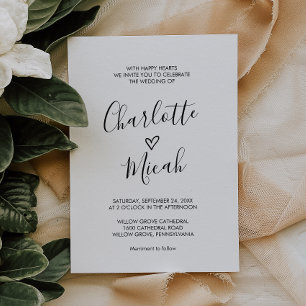 Convites Coração Desenhado À Mão O Casamento De