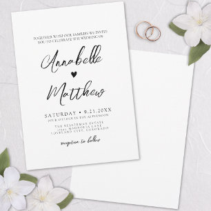 Convites Coração Desenhado à Mão Simples Elegante Casamento