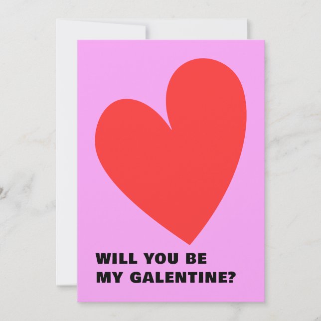 Convites Coração do Dia da Galentina Rosa e Vermelha (Frente)