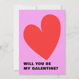 Convites Coração do Dia da Galentina Rosa e Vermelha