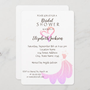 Convites Coração Dourado Elegante, Chá de panela de vestime