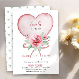 Convites Coração e Rosas O Amor Está no Ar Chuveiro de Noiv