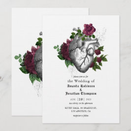 Convites Coração Floral Caprichoso Casamento Gótico de Hall