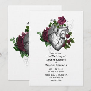 Convites Coração Floral Caprichoso Casamento Gótico de Hall