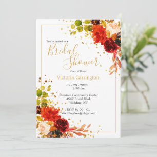 Convites Coração Floral Laranja Elegante Personalizar Bri
