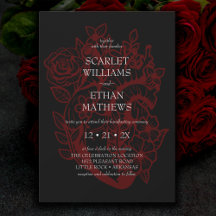 Coração Floral Vermelho Negro Elegante Gótico